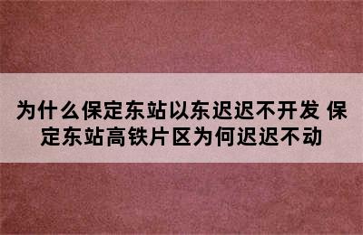 为什么保定东站以东迟迟不开发 保定东站高铁片区为何迟迟不动